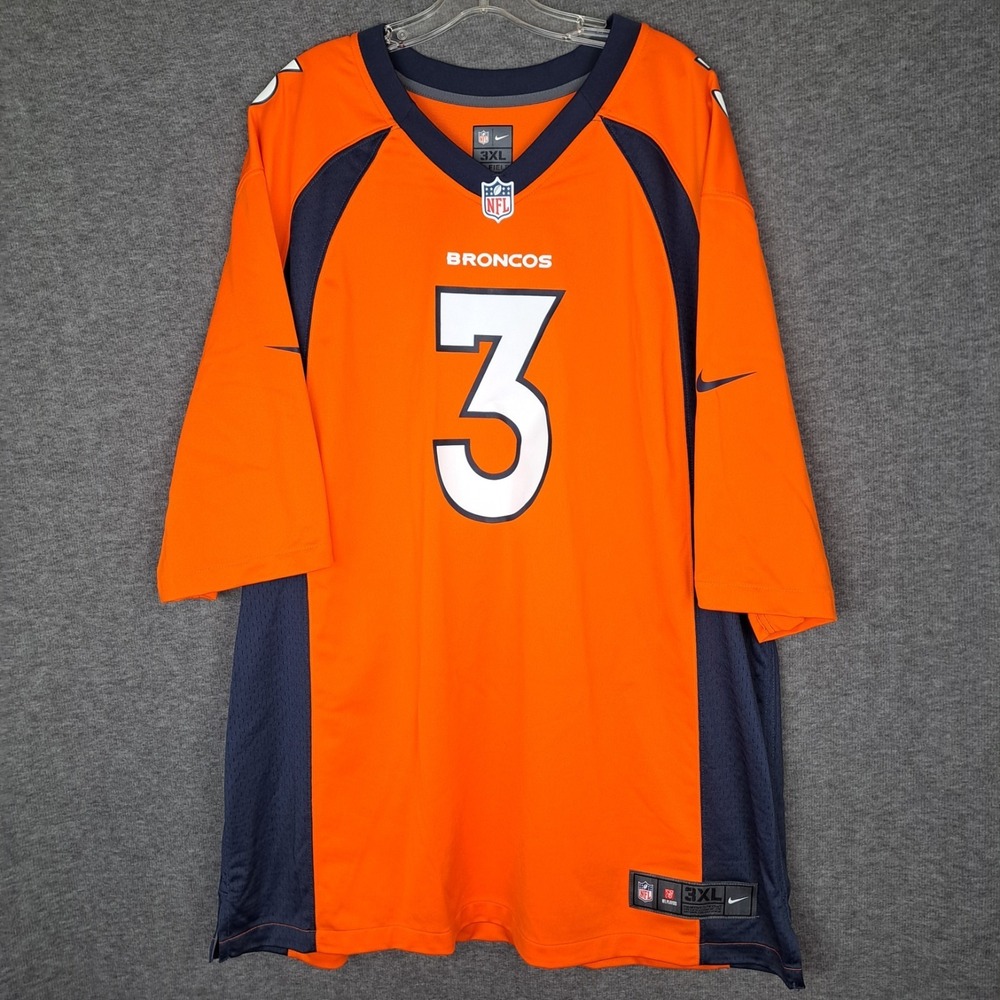 Russell Wilson Denver‎ Broncos Football Jersey Mens 3XL Orange Nike NFL On Field